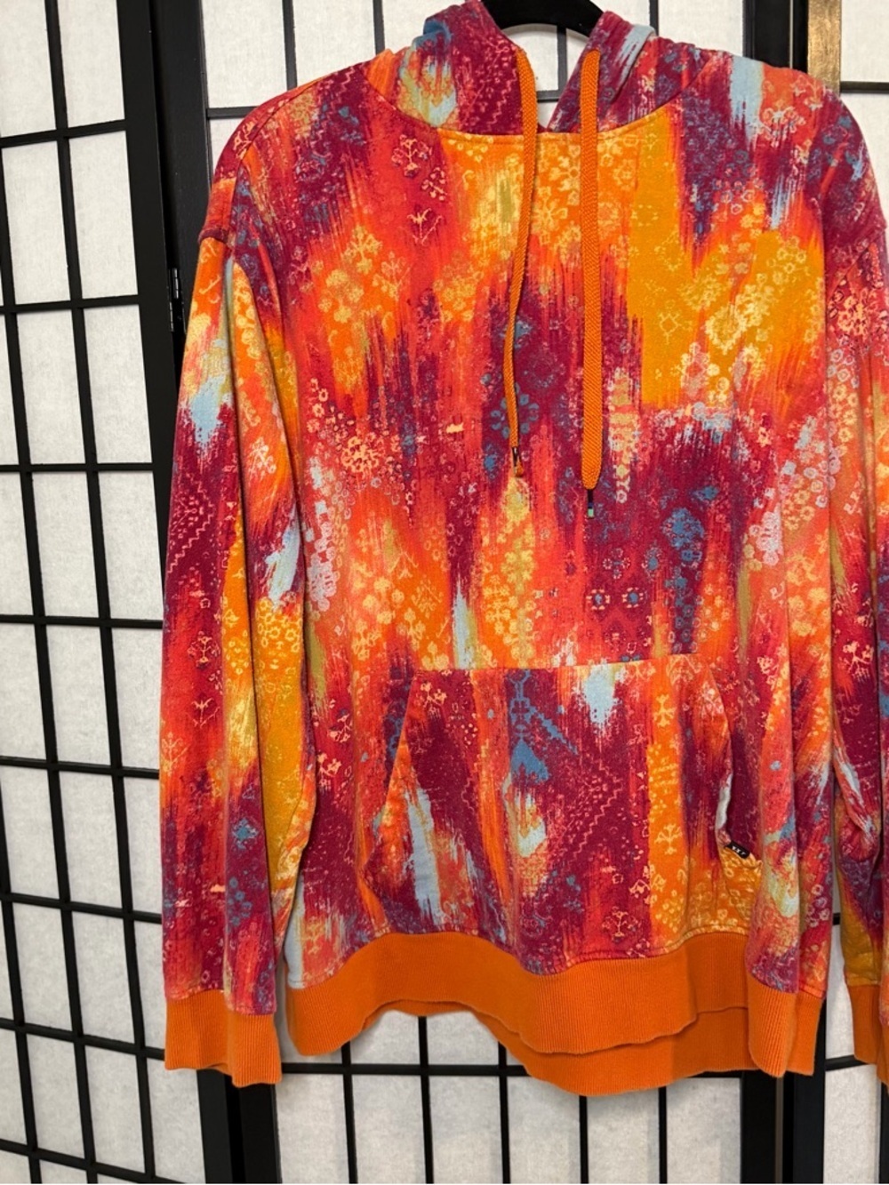 Houston White Vibrant Orange & Red Tie-Dye Hoodie Sweatshirt XL